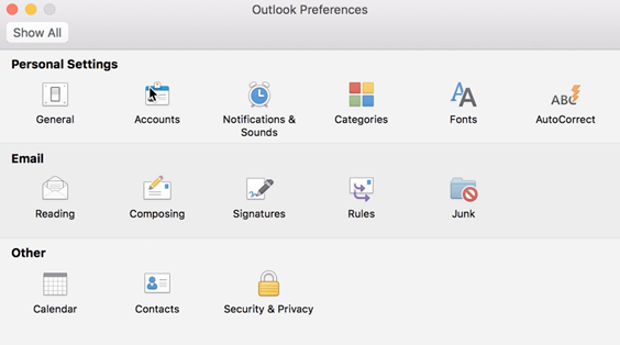 export outlook identity mac