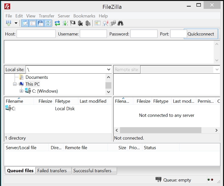 upload database in filezilla