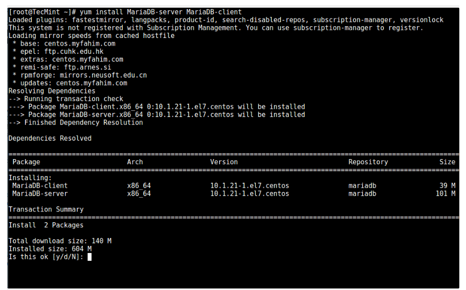 Как поменять mysql на mariadb centos