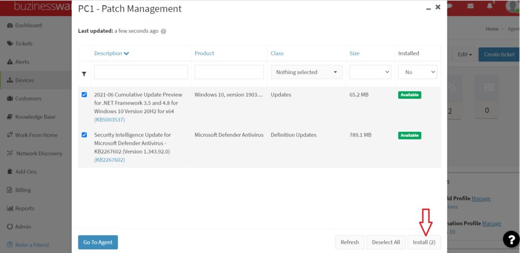 How to install the windows patch update on devices? - Help | Buzinessware